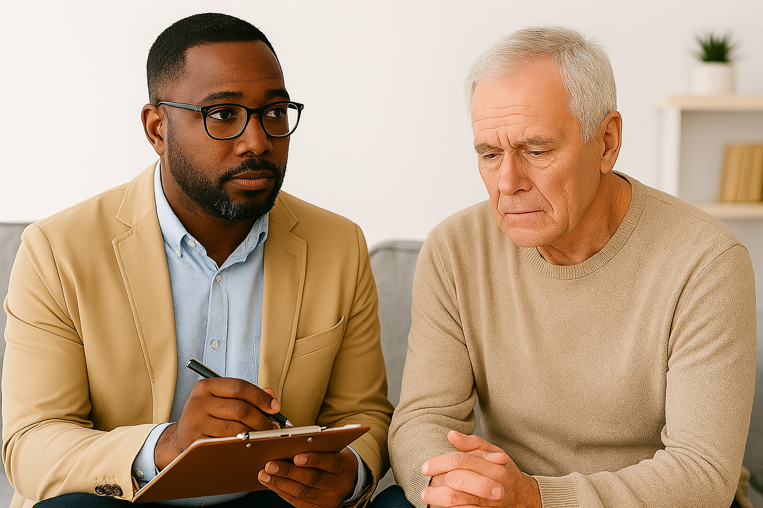 A male counselor with a male counselor